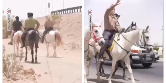 شاهد: حجاج من إسبانيا يصلون إلى منفذ الحديثة على ظهور الخيل